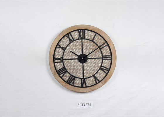Circular Wrought Iron Wood Vintage Retro Wall Clock