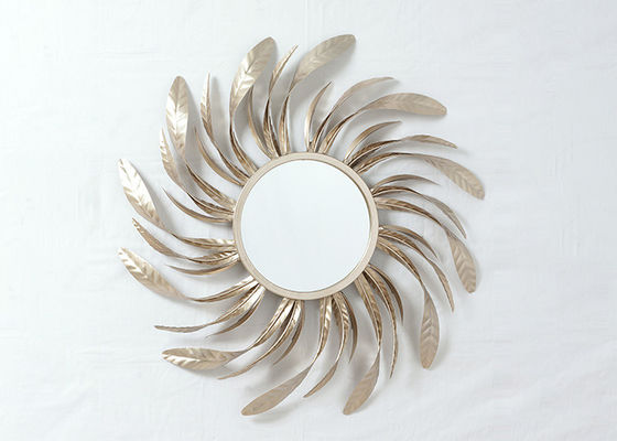 Colored Circular Rose Gold Sun Mirror Wall Decor