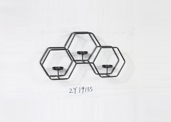 Black Silver Wall Decoration Hexagonal Sconce Candle Holder